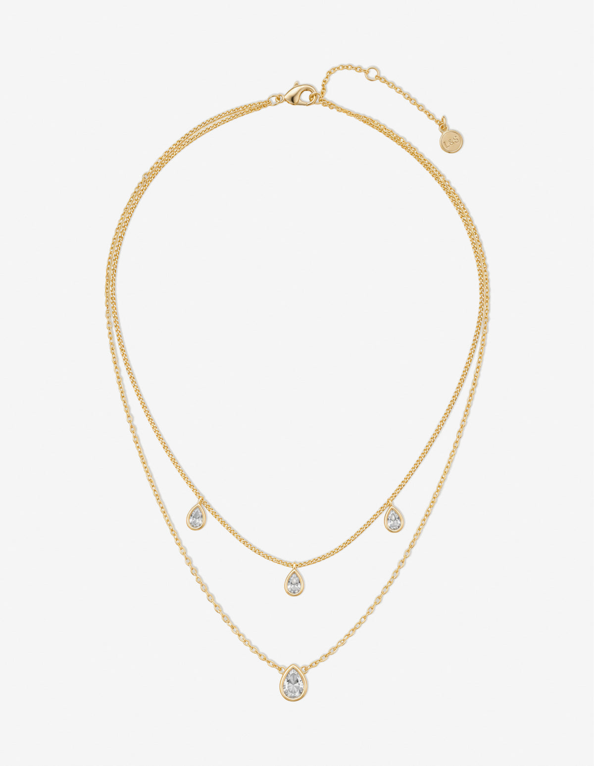 Diamanté Teardrop Necklace - 18K Gold Plated