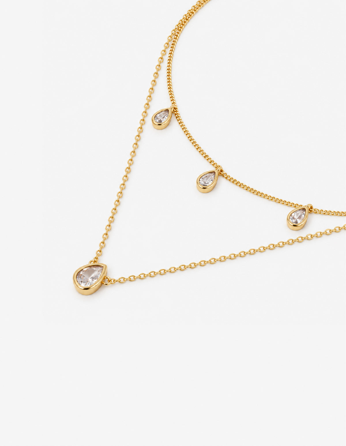 Diamanté Teardrop Necklace - 18K Gold Plated