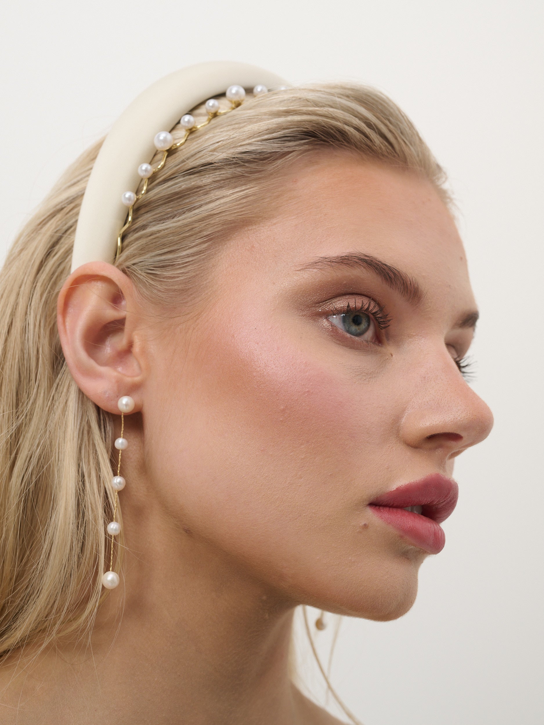 Satin Plain Padded Headband - White