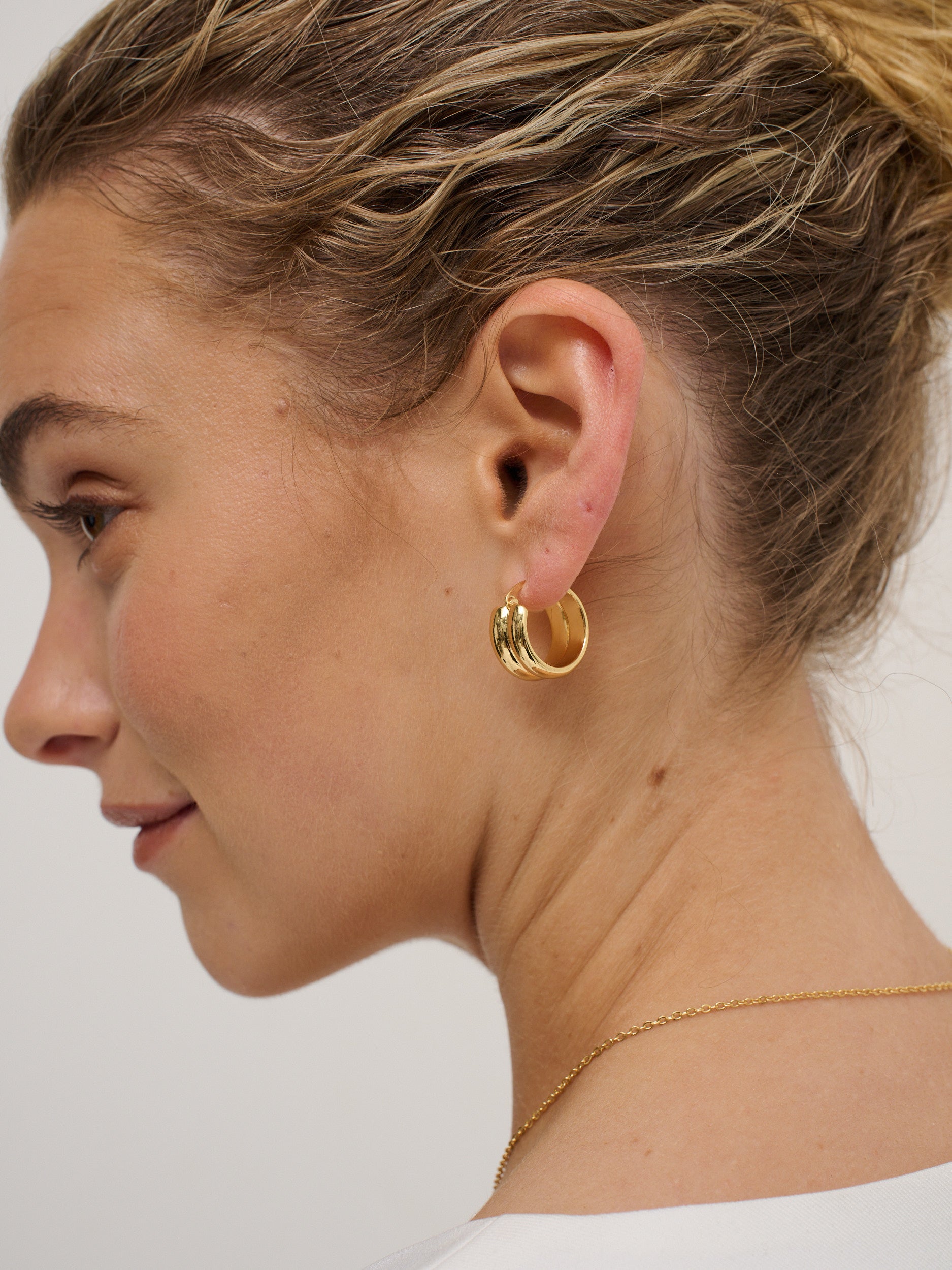 Double Hoop 18K Gold Plated Earrings