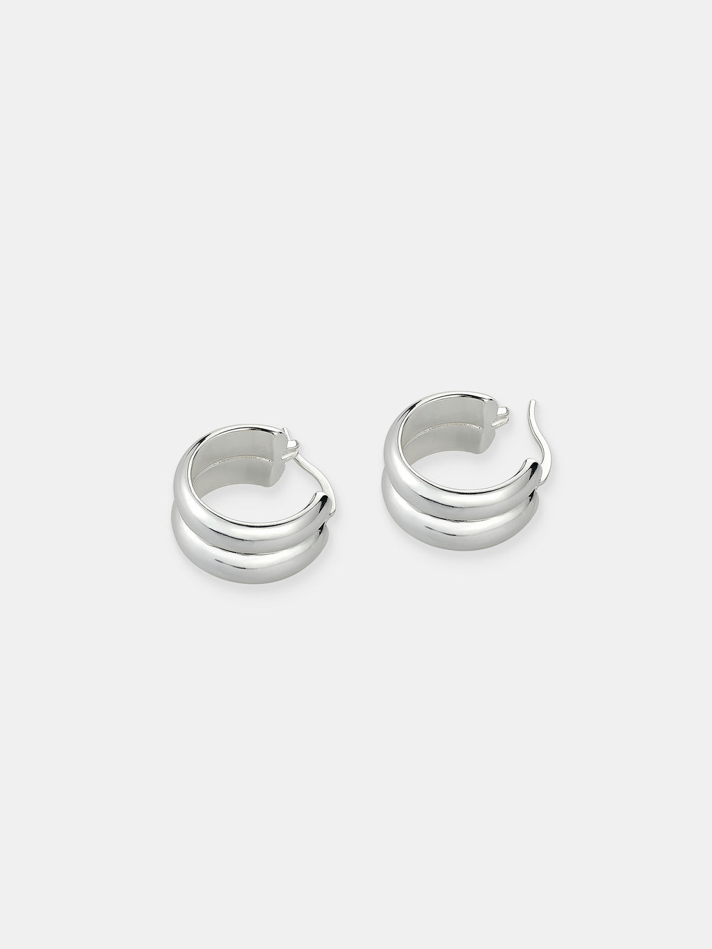 Double Hoop Sterling Silver Plated Earrings