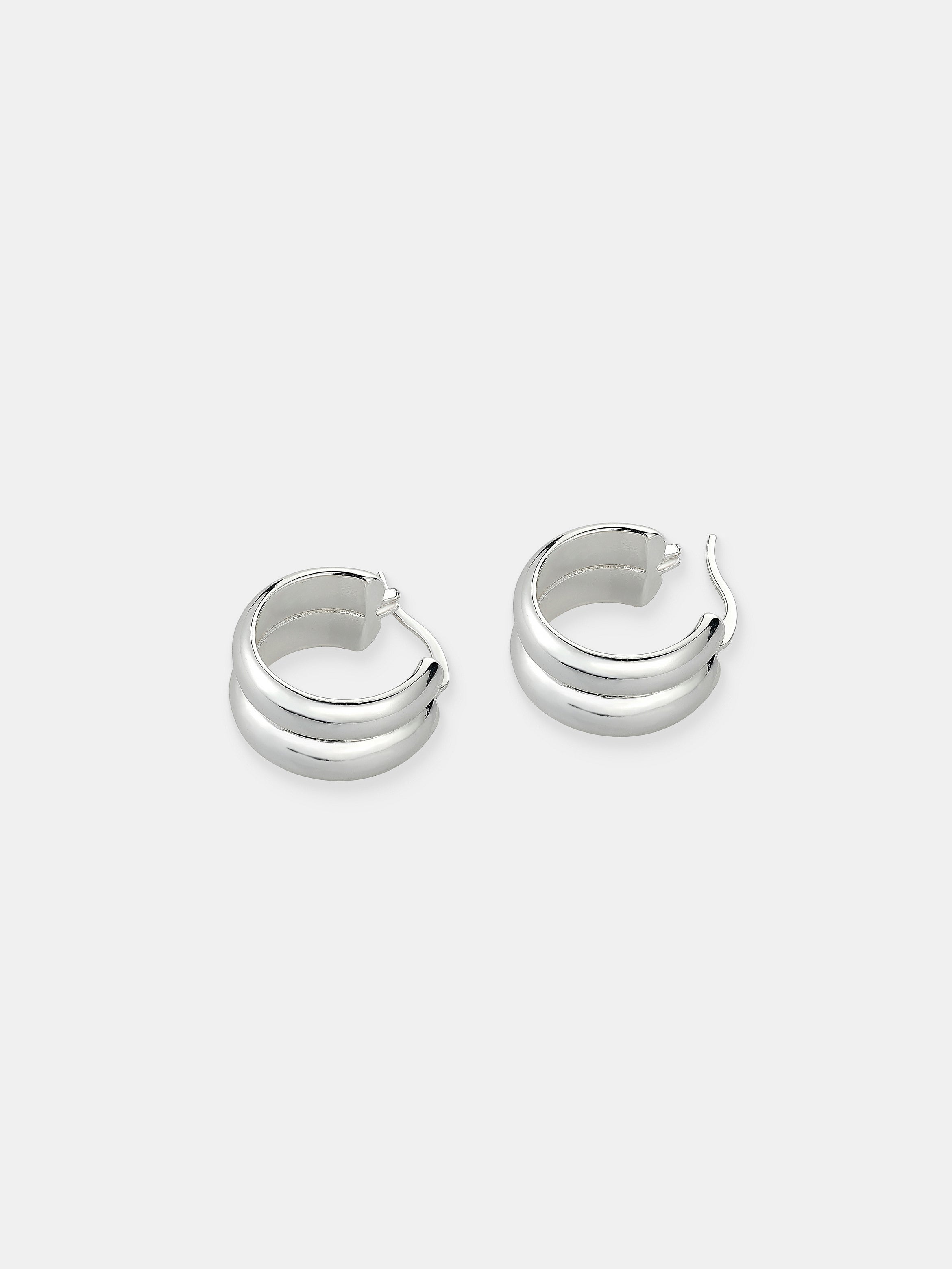 Double Hoop Sterling Silver Plated Earrings