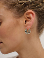 Double Hoop Sterling Silver Plated Earrings