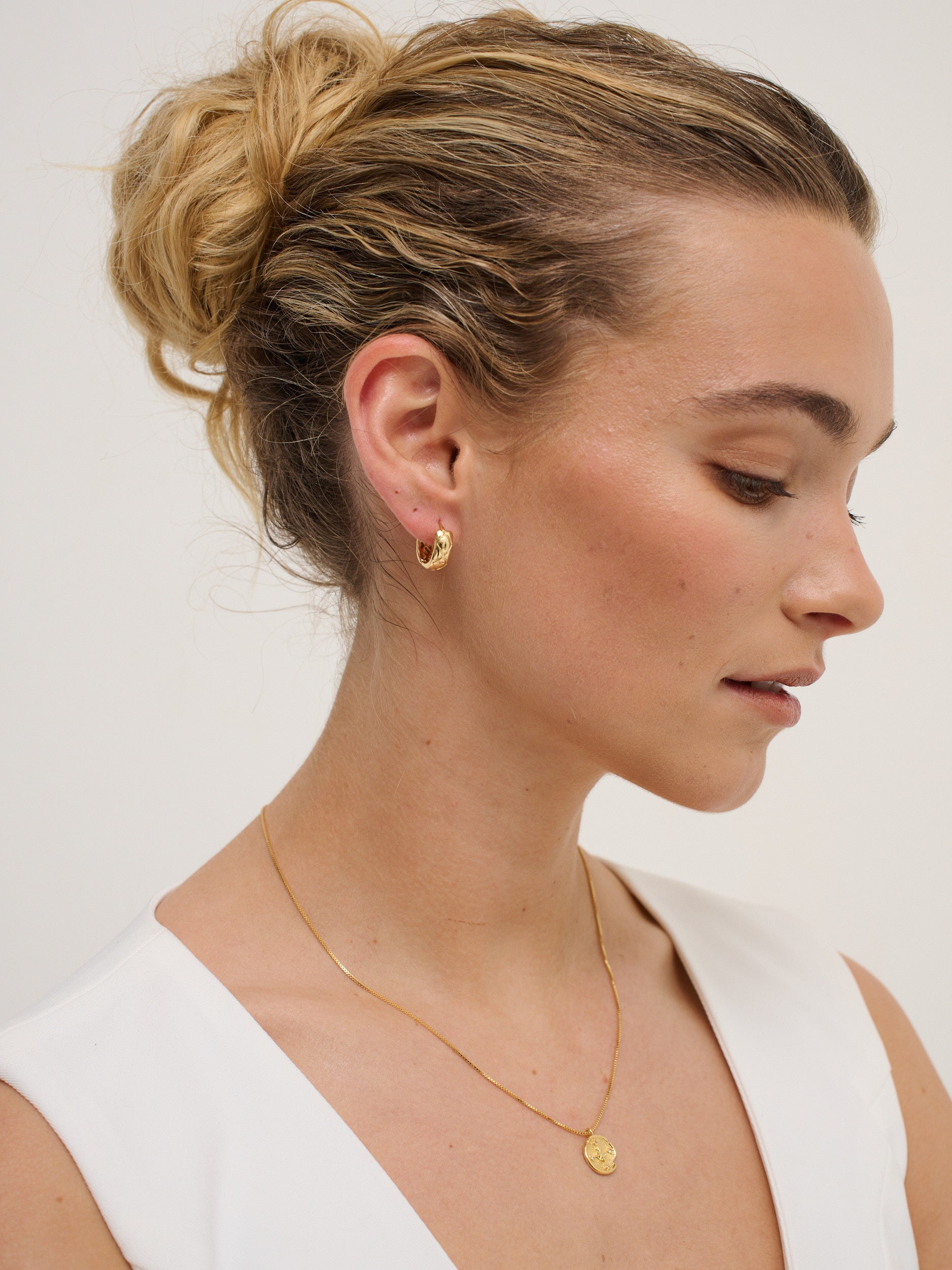 Crush Quilted 18K Gold Plated Earrings in Small