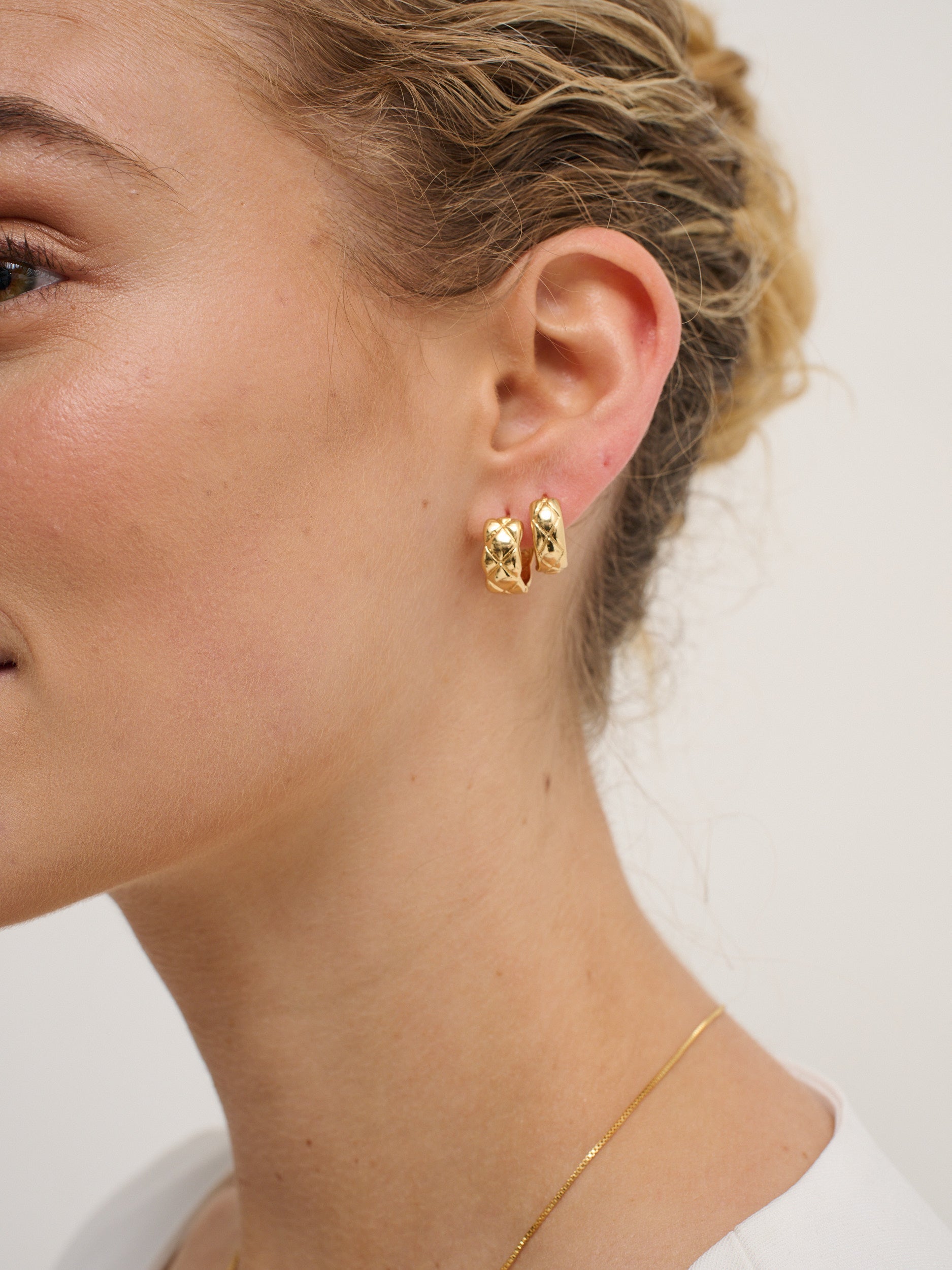 Crush Quilted 18K Gold Plated Earrings in Small