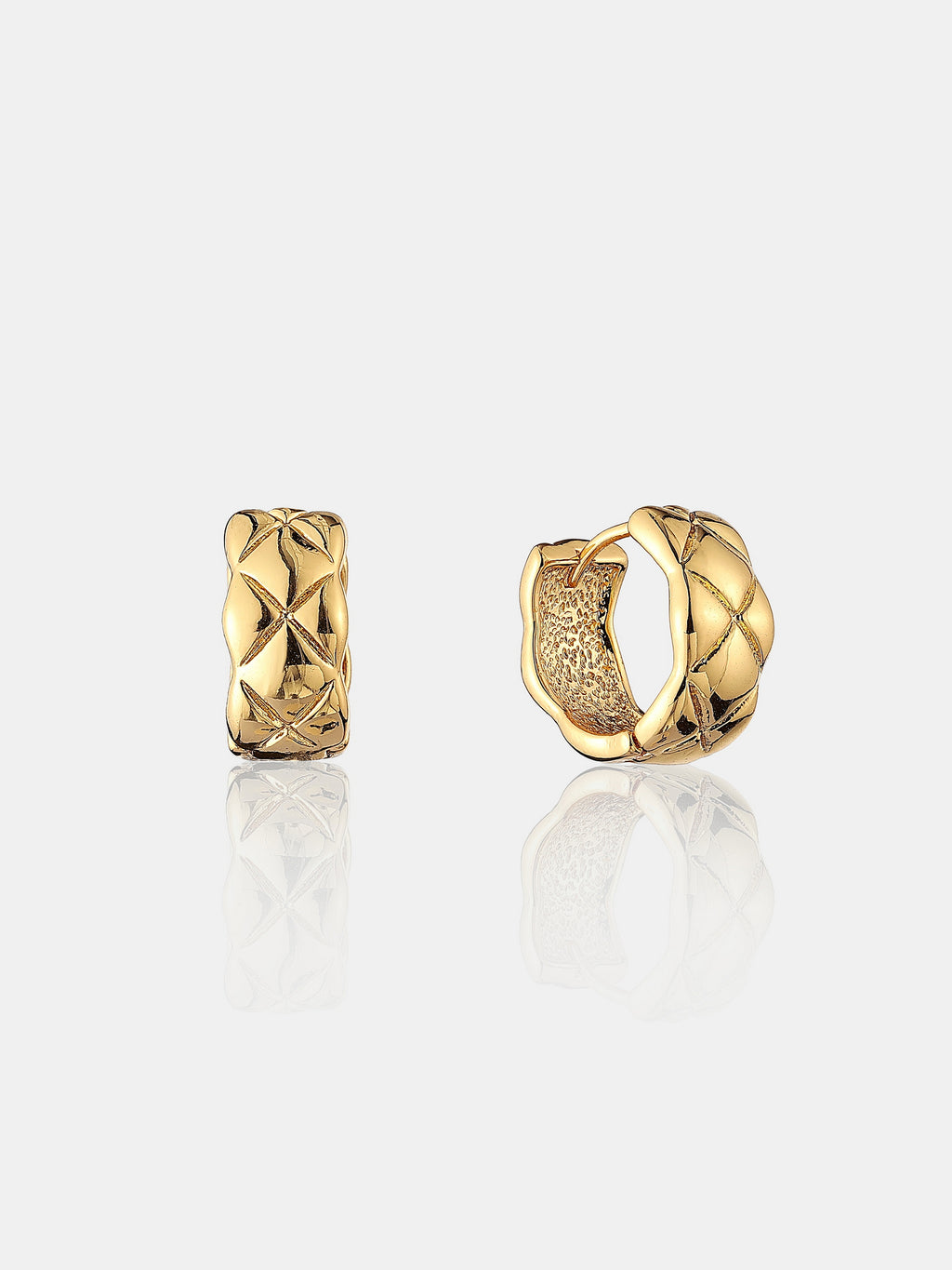 Crush Quilted 18K Gold Plated Earrings in Medium