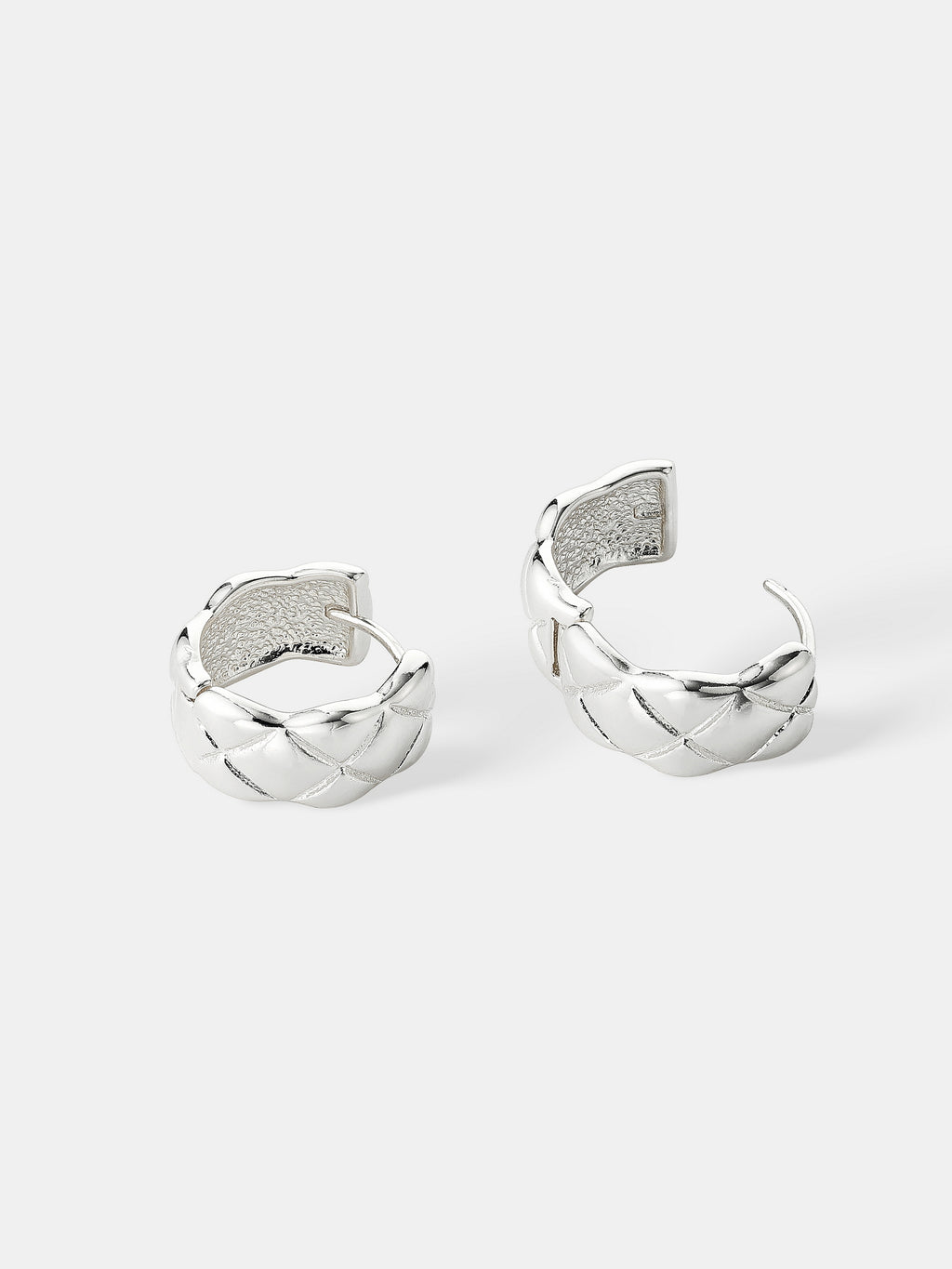 Crush Quilted Sterling Silver Plated Earrings in Medium