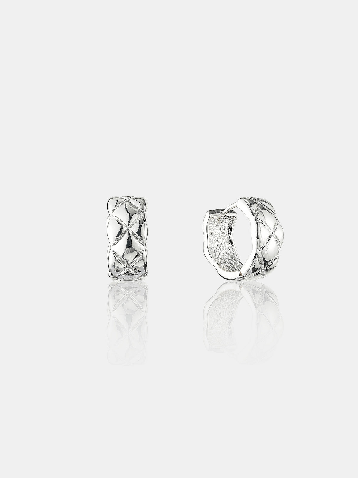 Crush Quilted Sterling Silver Plated Earrings in Medium