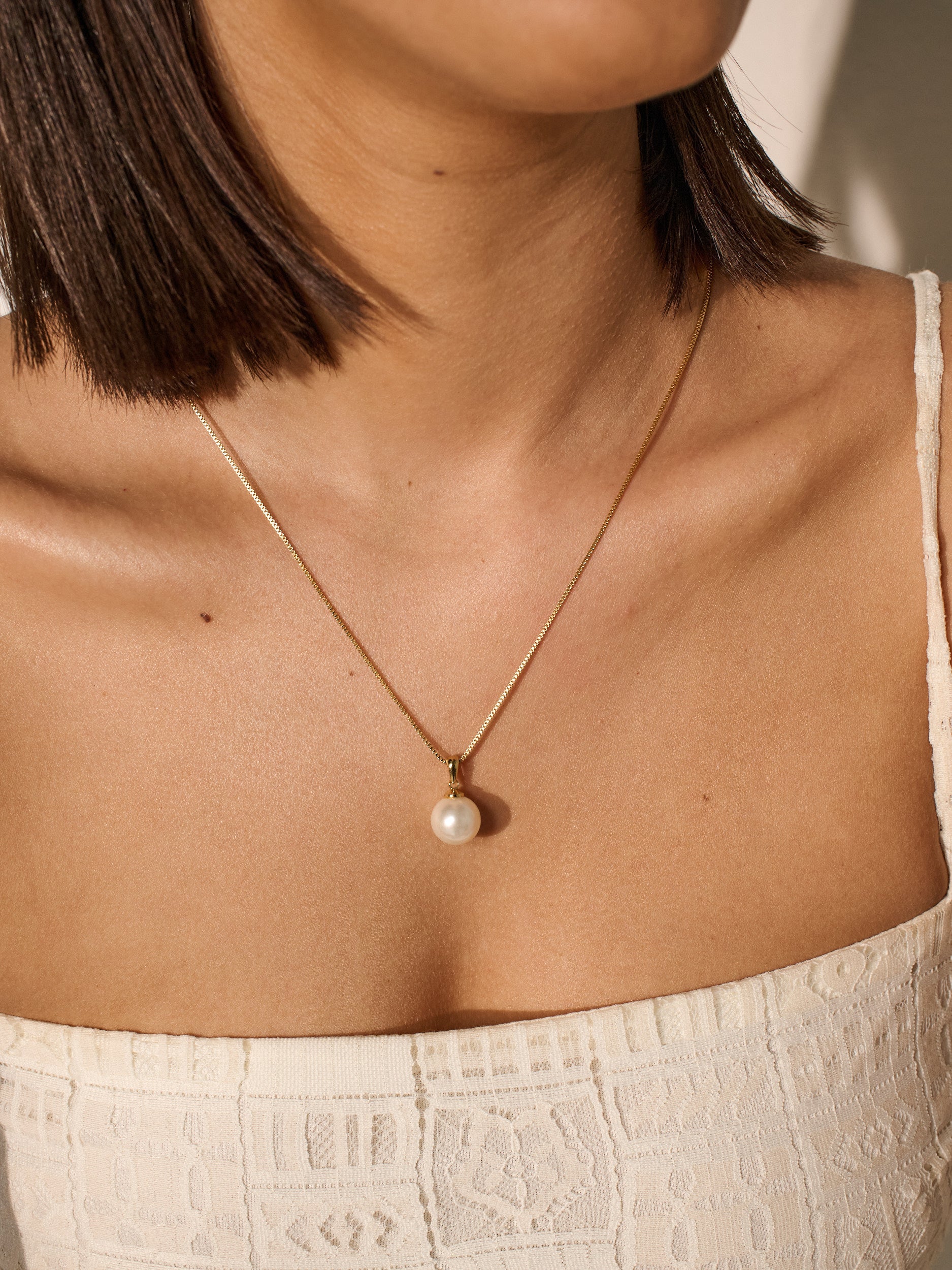 Classic Glass Pearl Necklace - 18K Gold Plated