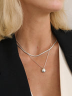 Droplet Pendant Necklace - Sterling Silver Plated