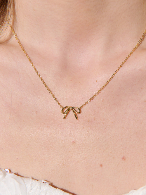 Carri Bow Necklace - 18K Gold Plated