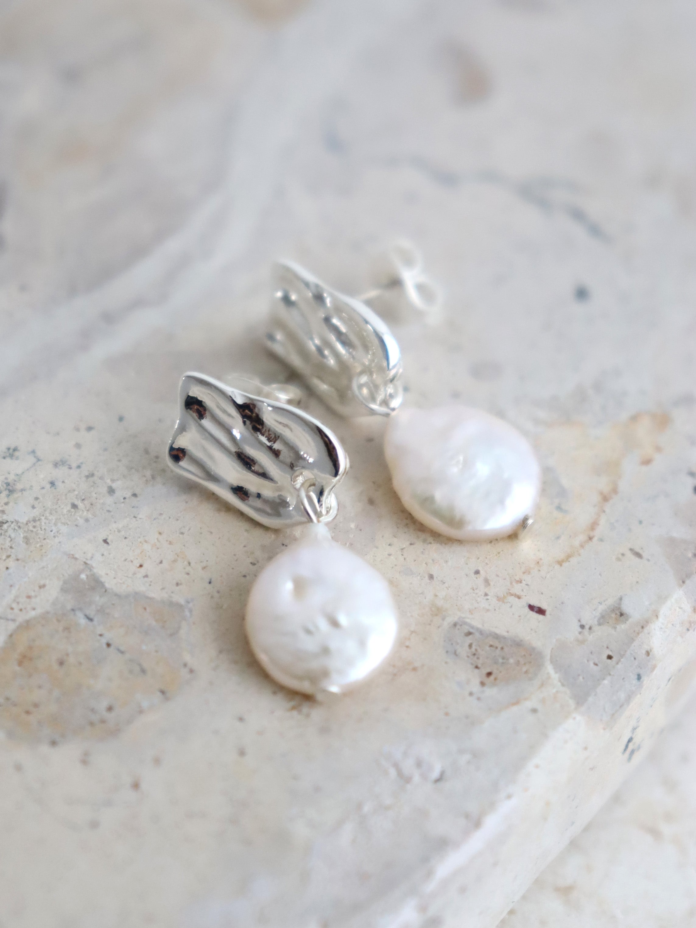 Messina Pearl Sterling Silver Plated Earrings