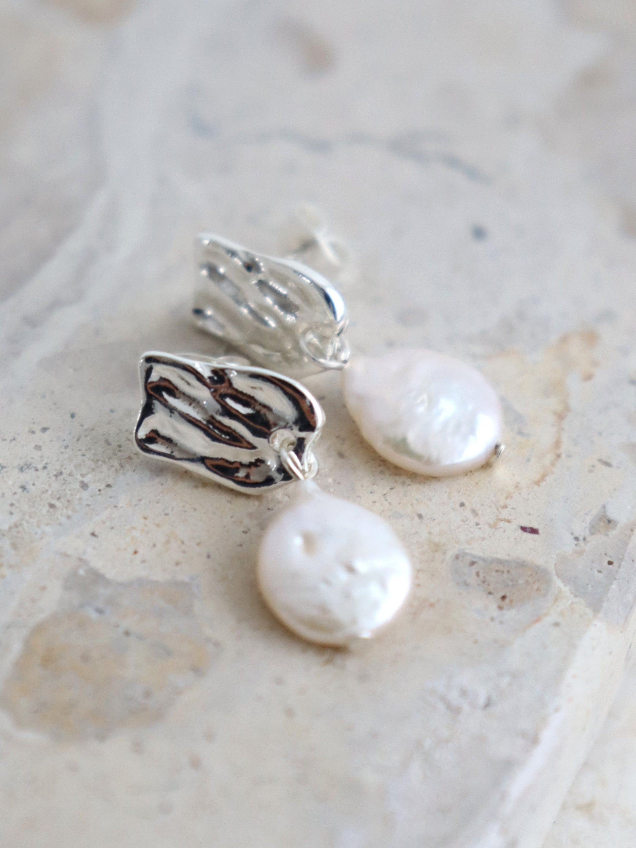 Messina Pearl Sterling Silver Plated Earrings