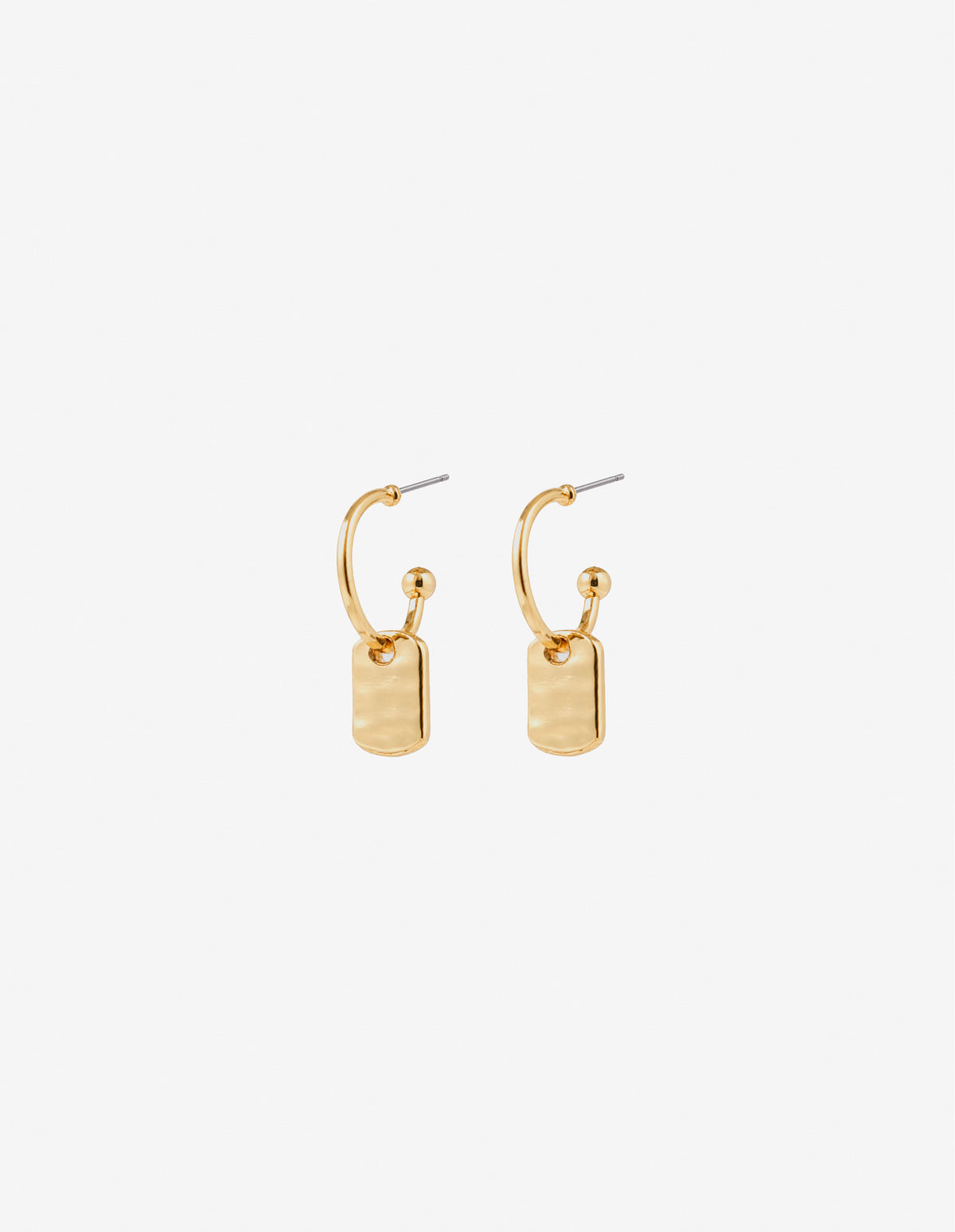 Hammered Drop Earrings - 18K Gold Plated