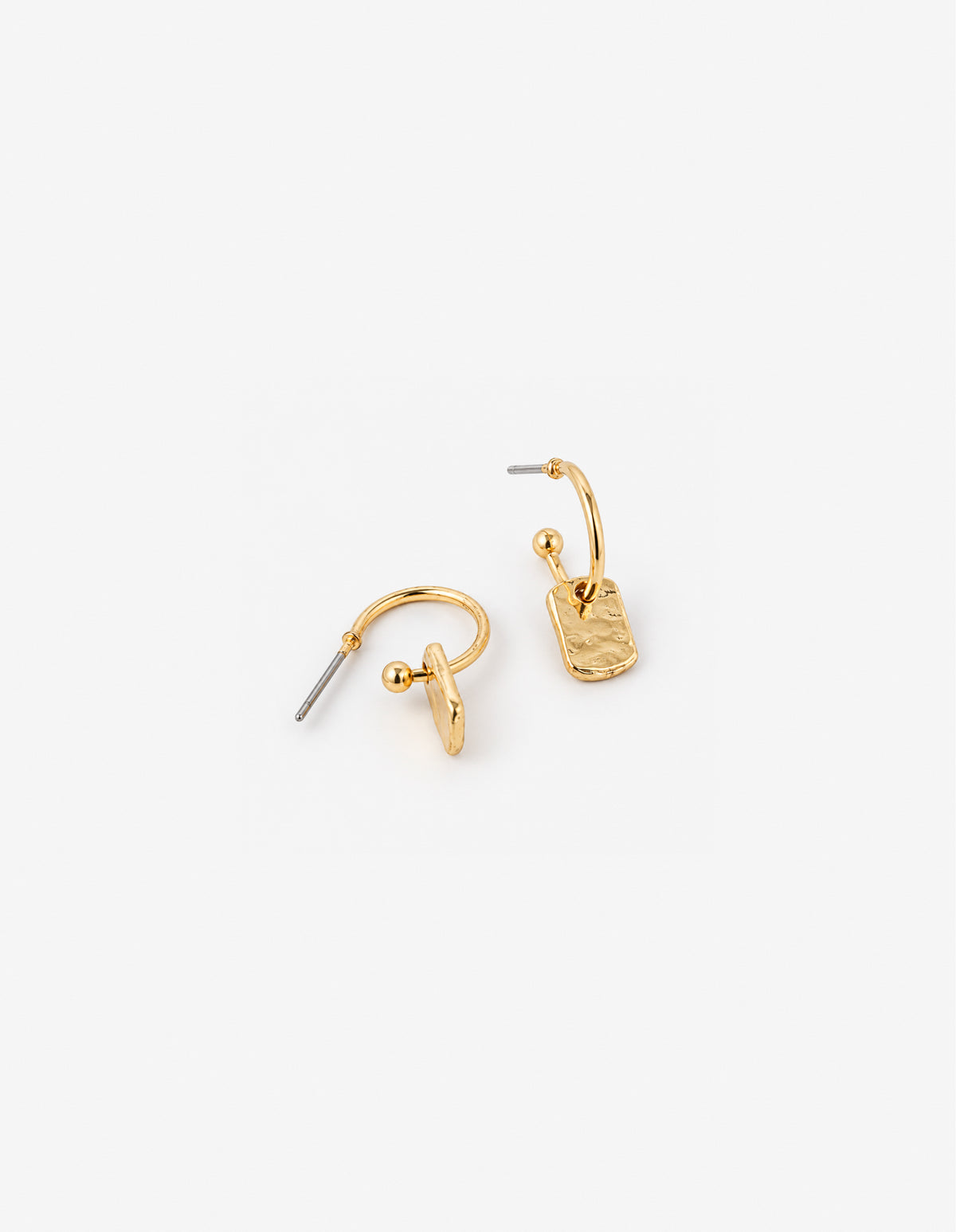 Hammered Drop Earrings - 18K Gold Plated