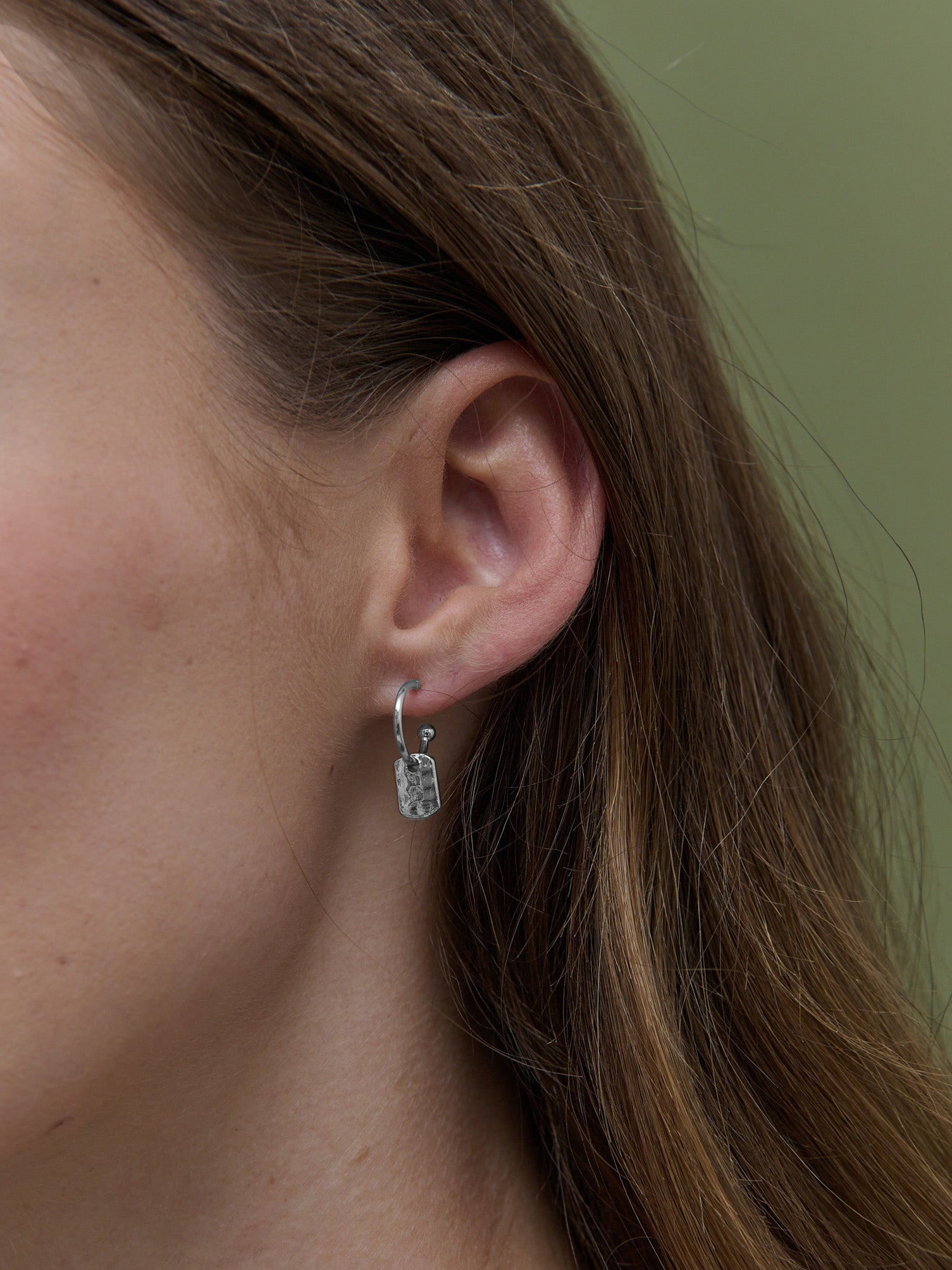 Hammered Drop Sterling Silver Plated Earrings