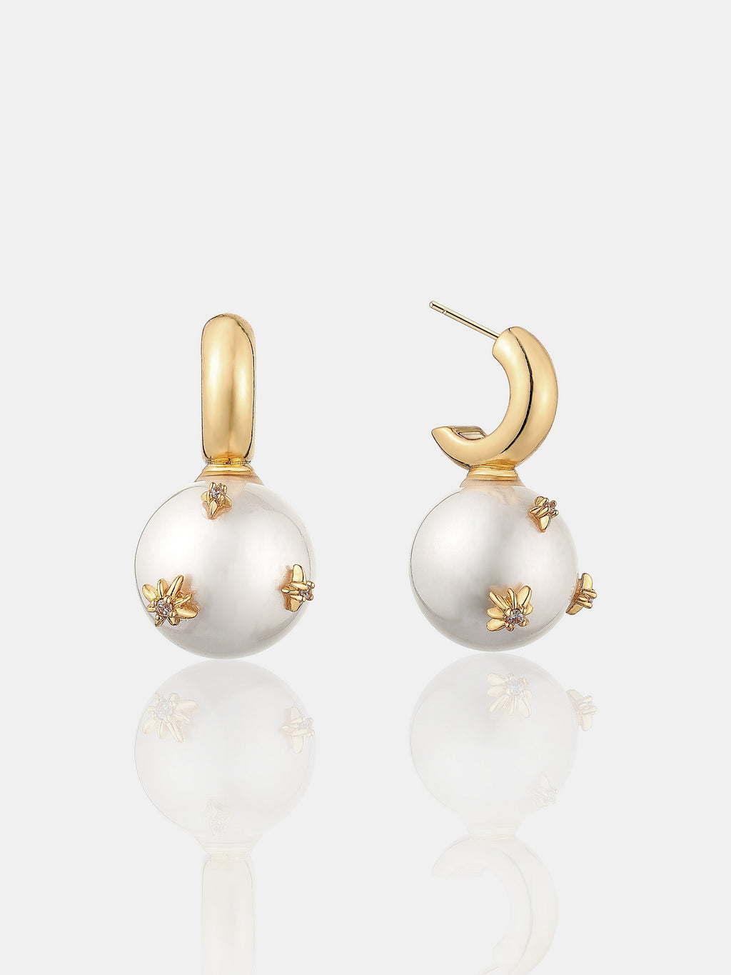 Layla Glass Pearl Ball 18K Gold Plated Earrings