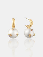 Layla Glass Pearl Ball 18K Gold Plated Earrings