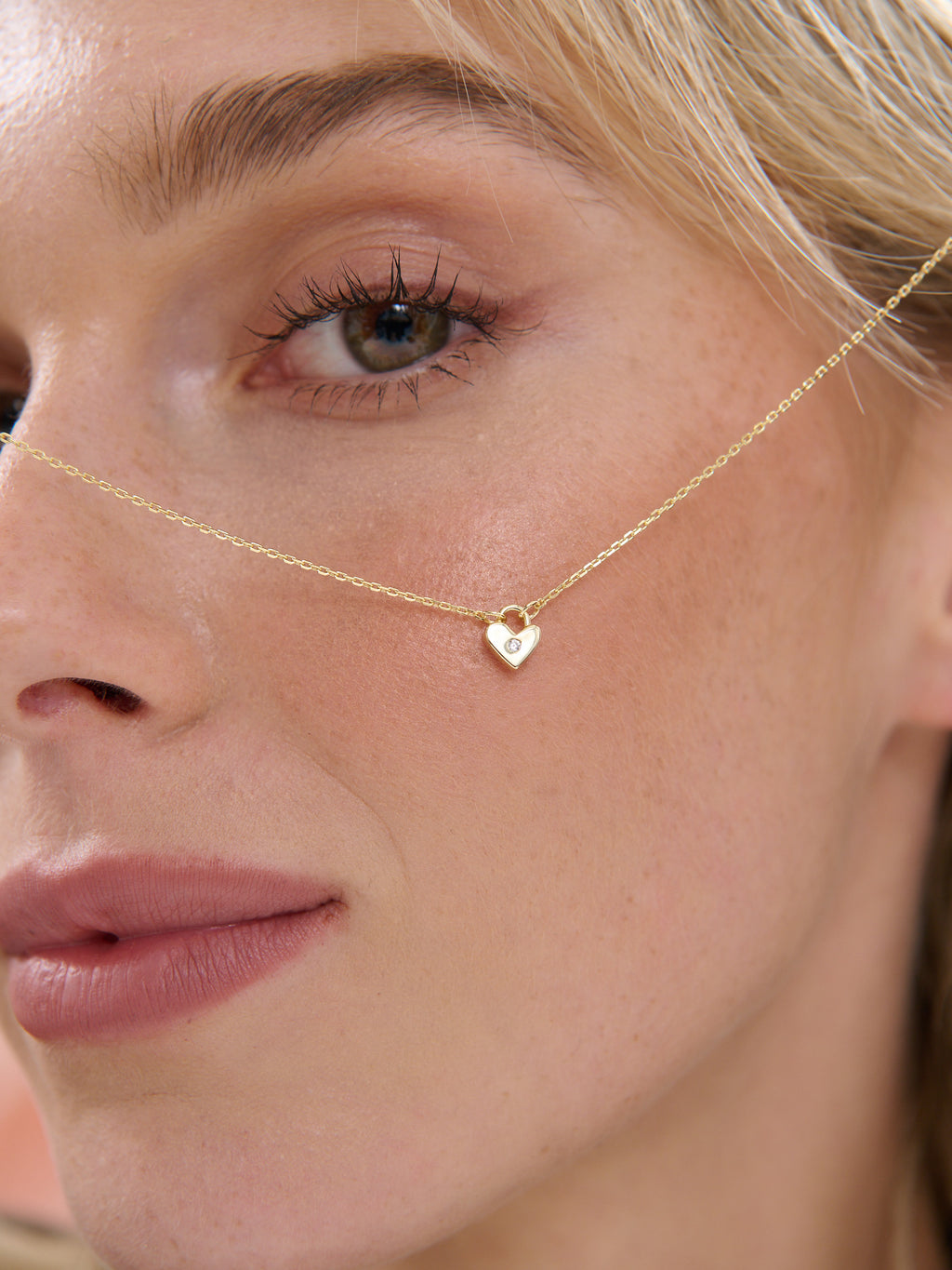Heart Lock Necklace - 18K Gold Plated