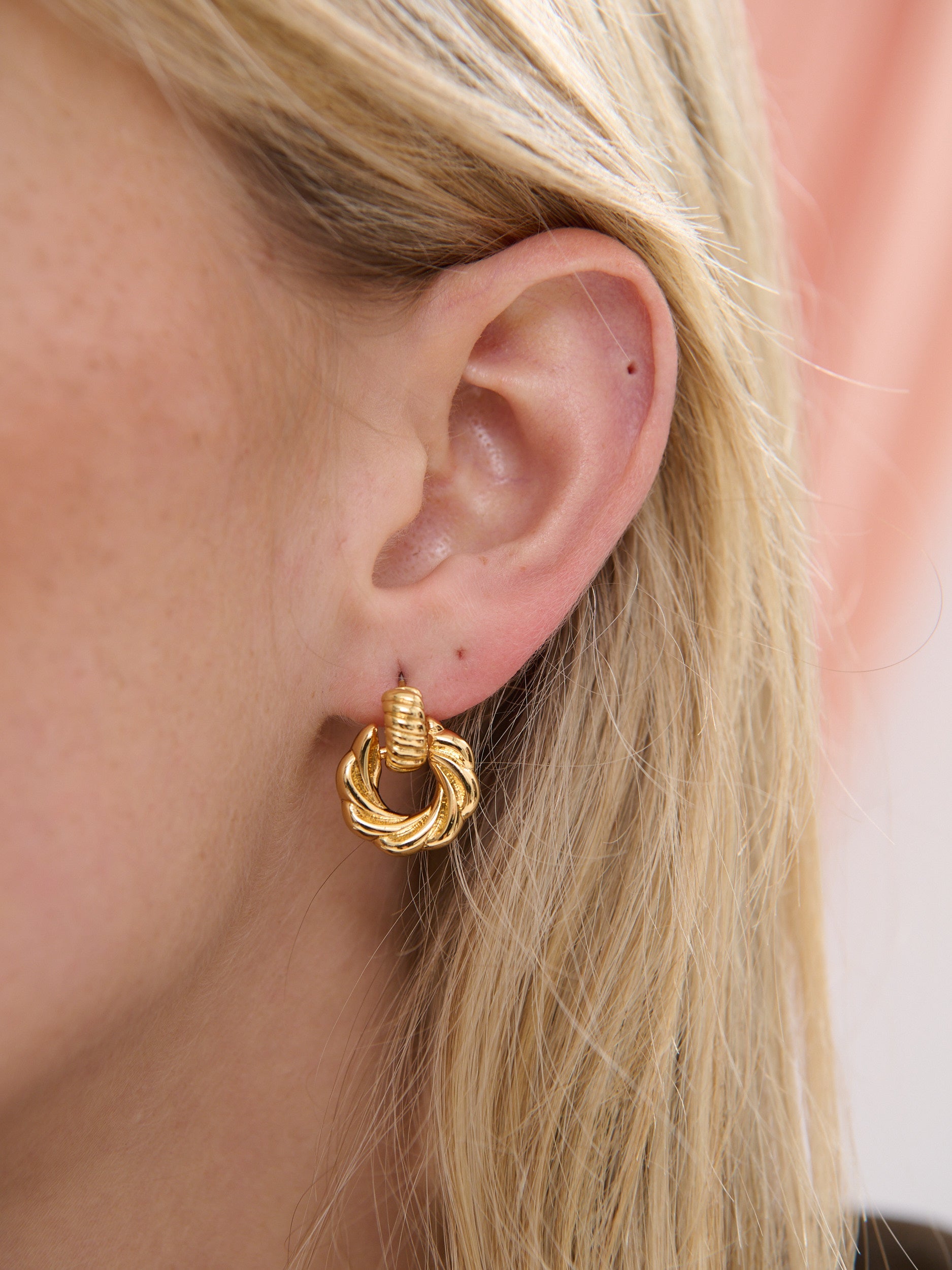 Circle Drop 18K Gold Plated Earrings