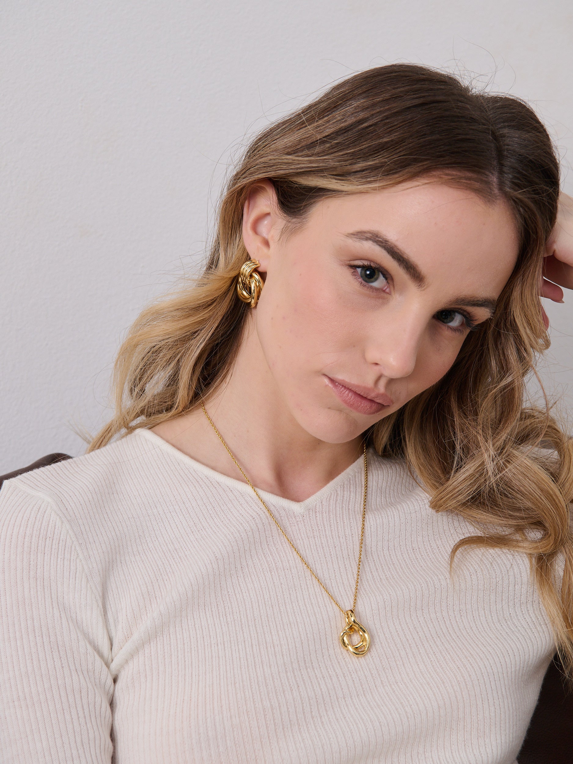 Large Knotted 18K Gold Plated Earrings