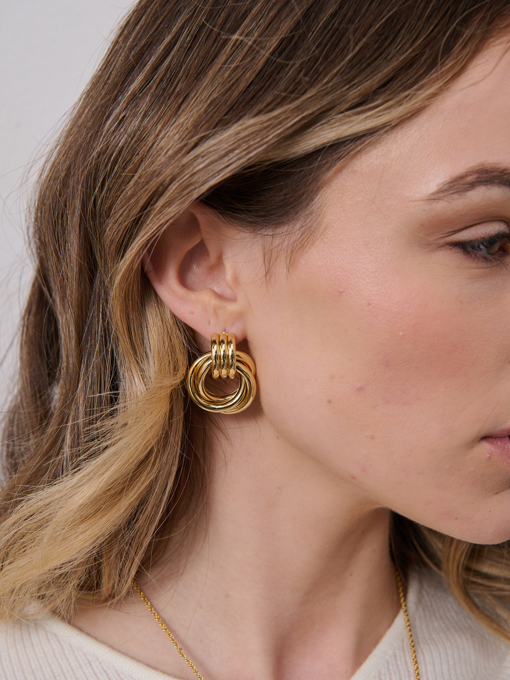 Large Knotted 18K Gold Plated Earrings