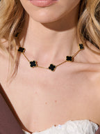 Charlotte Gold Clover Necklace - Black