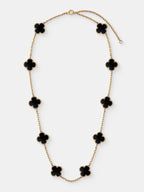 Charlotte Gold Clover Necklace - Black