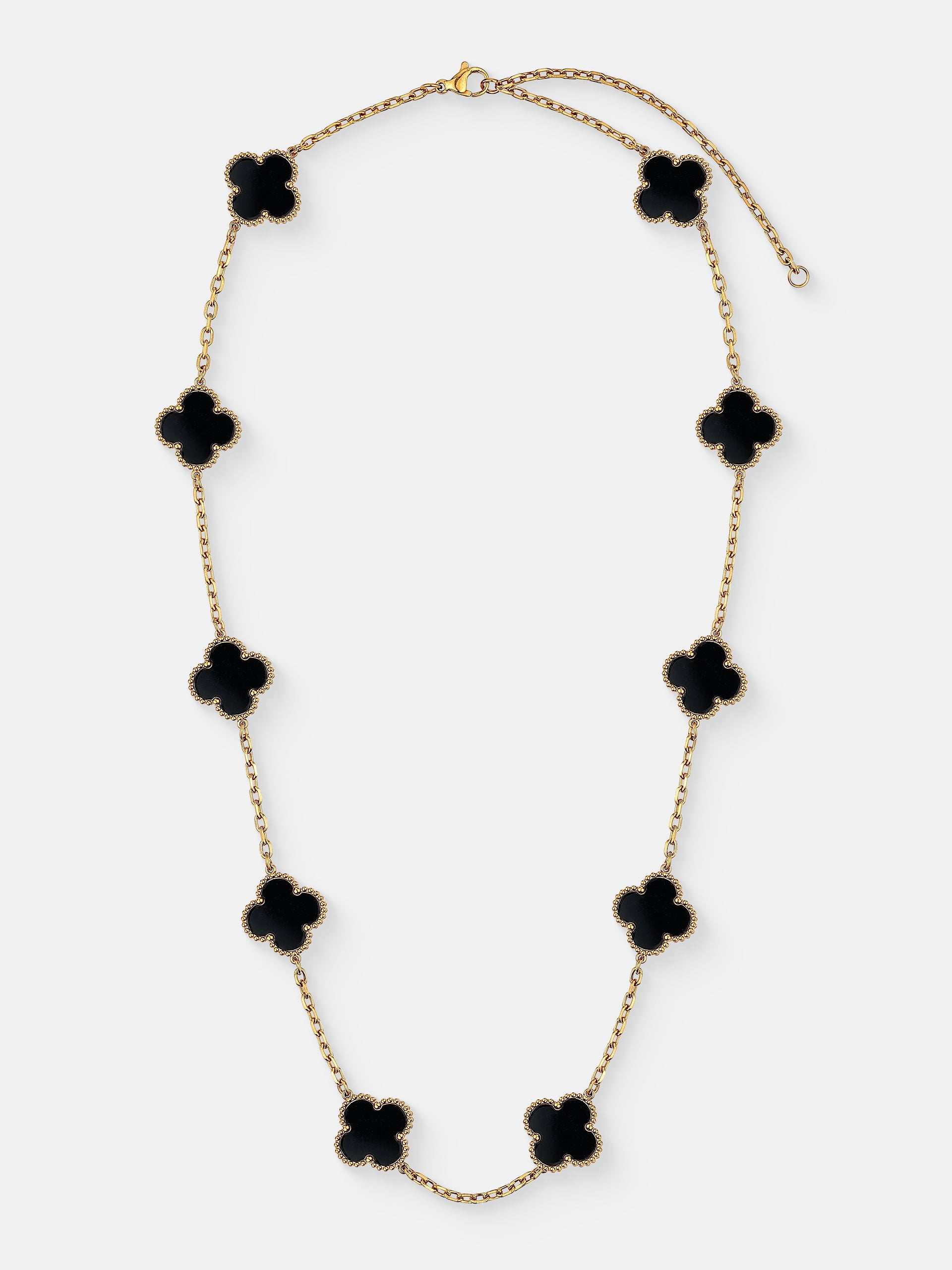 Charlotte Gold Clover Necklace - Black