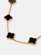 Charlotte Gold Clover Necklace - Black
