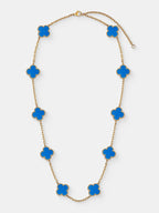 Charlotte Gold Clover Necklace - Blue