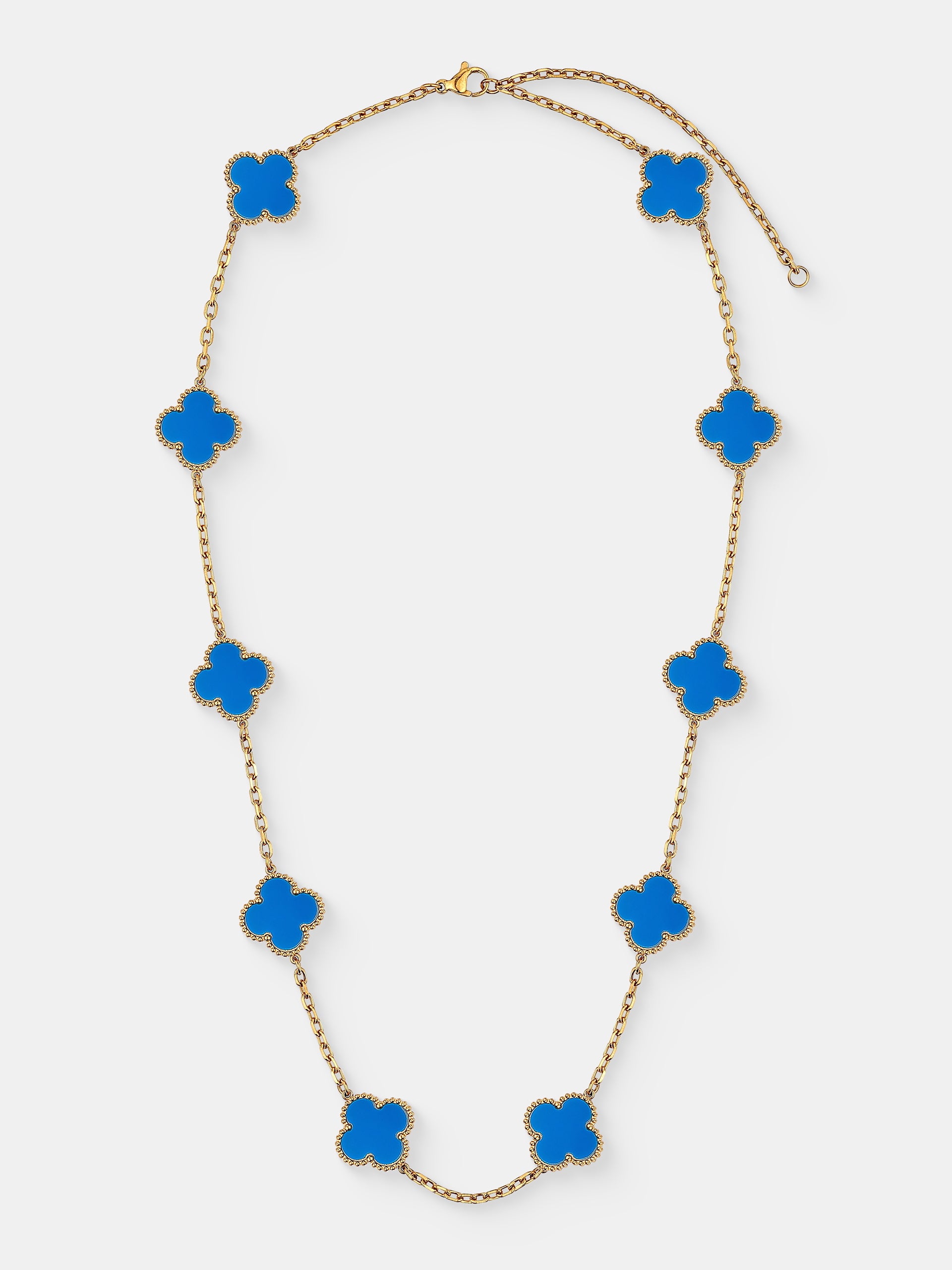 Charlotte Gold Clover Necklace - Blue
