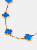 Charlotte Gold Clover Necklace - Blue