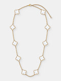 Charlotte Gold Clover Necklace - White