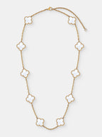 Charlotte Gold Clover Necklace - White