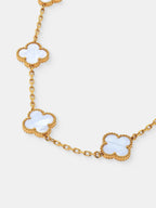 Charlotte Gold Clover Necklace - White