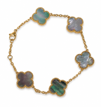 Charlotte Gold Clover Bracelet - Black