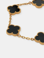 Charlotte Gold Clover Bracelet - Black