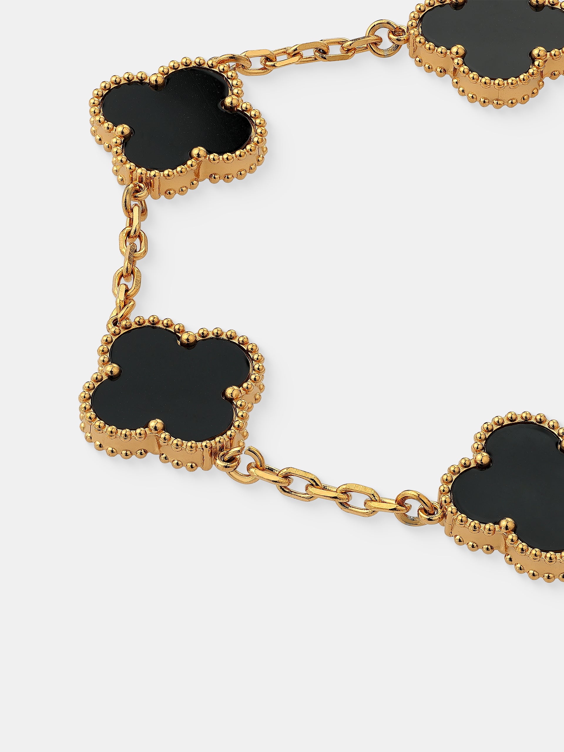 Charlotte Gold Clover Bracelet - Black