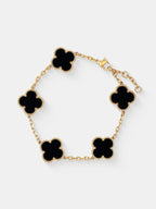Charlotte Gold Clover Bracelet - Black