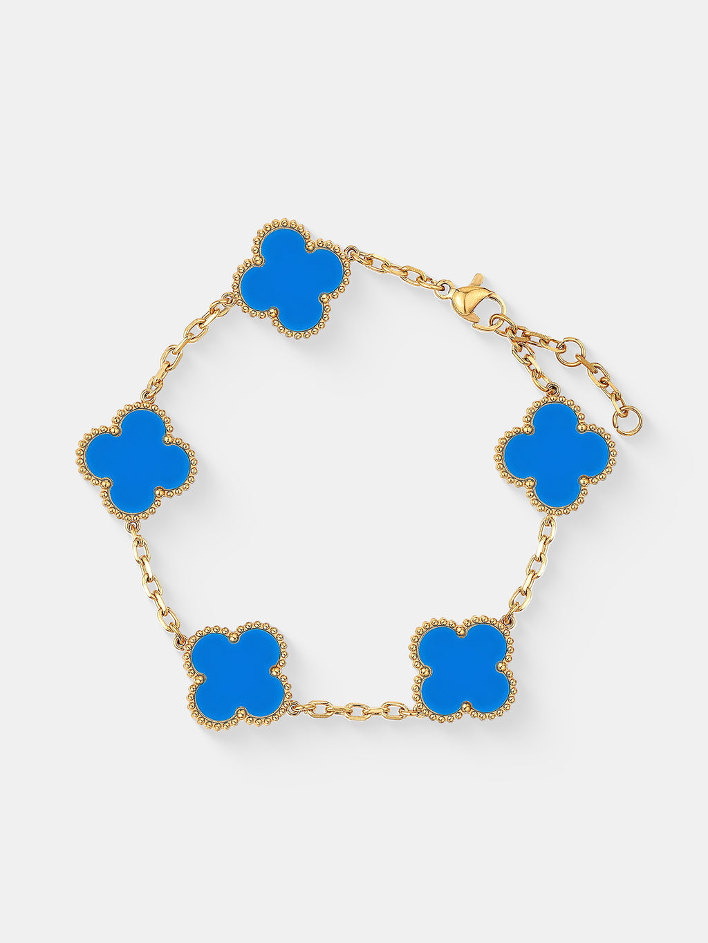 Charlotte Gold Clover Bracelet - Blue
