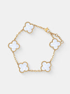 Charlotte Gold Clover Bracelet - White