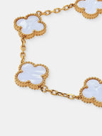 Charlotte Gold Clover Bracelet - White