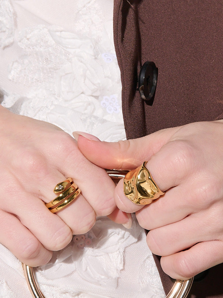 Hammered 18K Gold Plated Ring