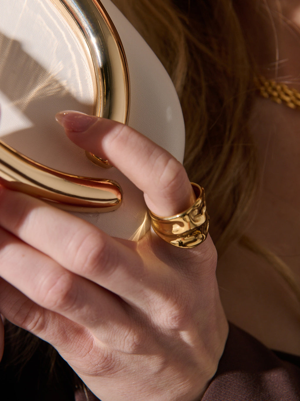 Hammered 18K Gold Plated Ring
