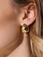 Hammered Droplet 18K Gold Plated Earrings