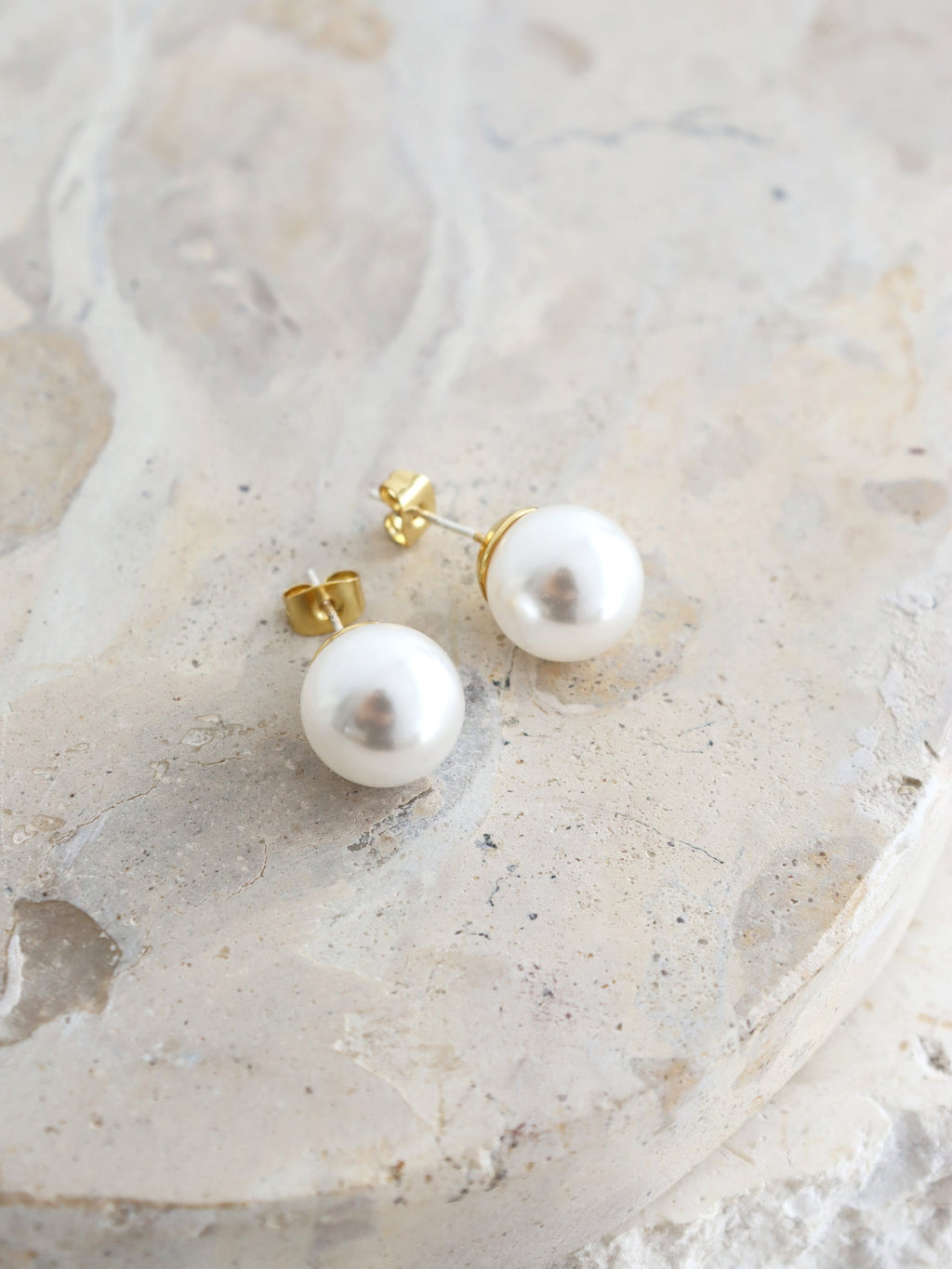 Marisol Glass Pearl Earrings in 18K Gold Plated