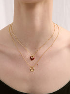 Jules Heart Red Necklace - Gold