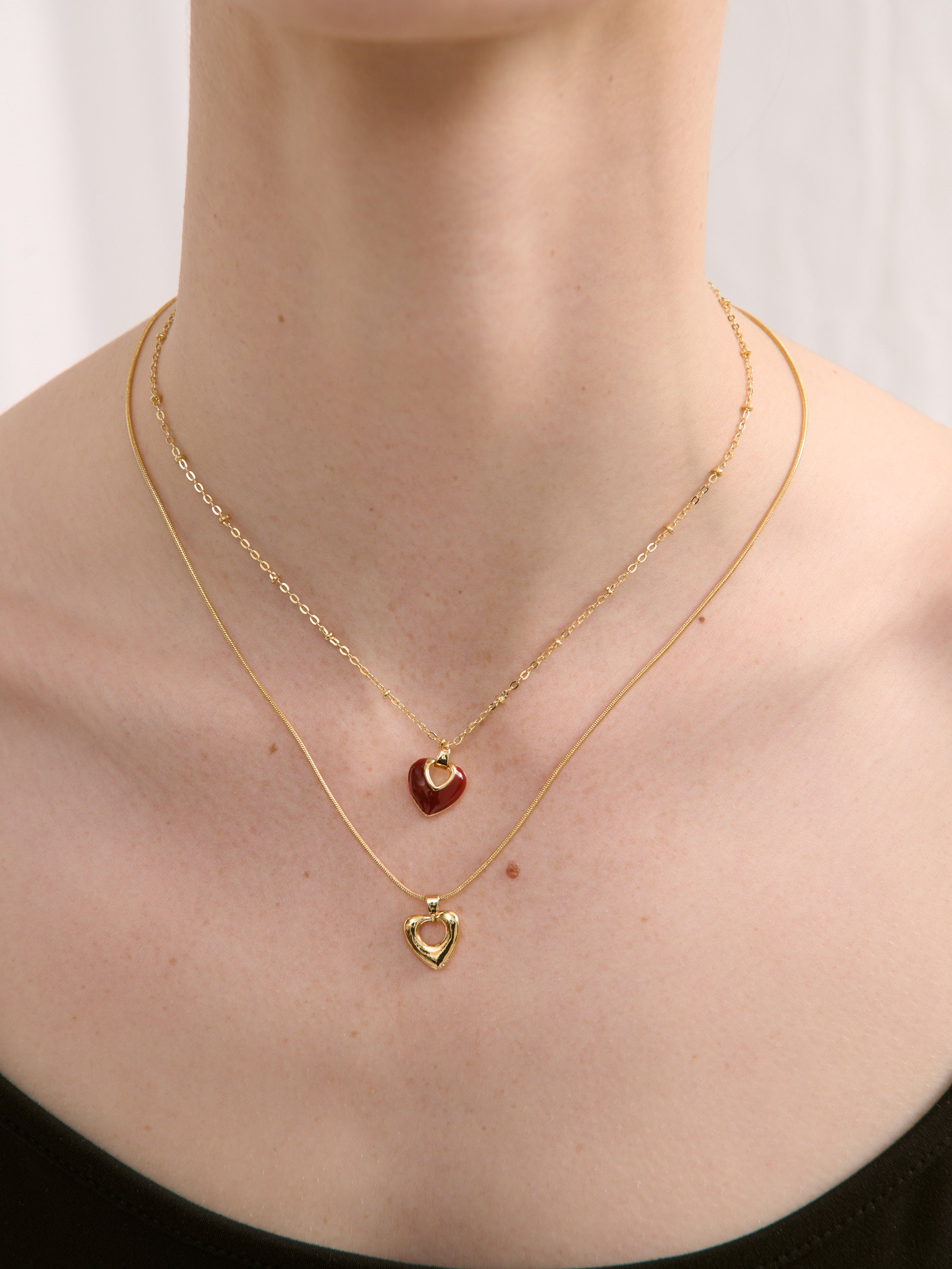 Jules Heart Red Necklace - Gold