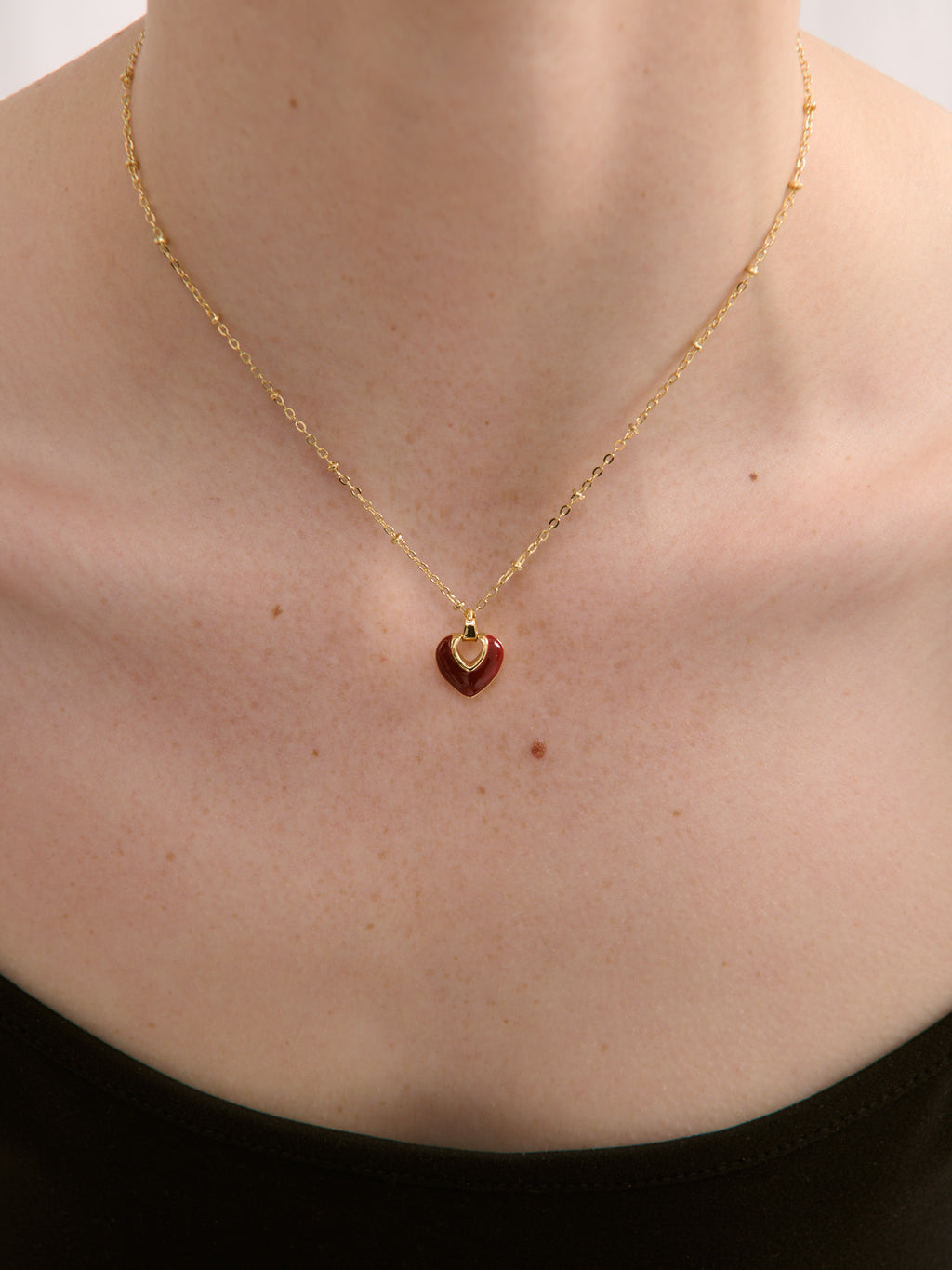 Jules Heart Red Necklace - Gold